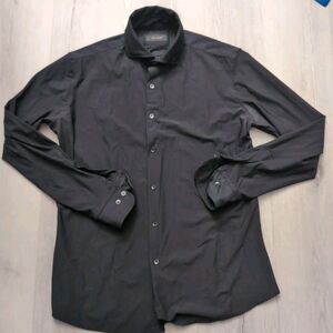 PORTER & ASH Shirt Mens Black Shirt Medium Long Sleeve  Button Shirt Stretch
